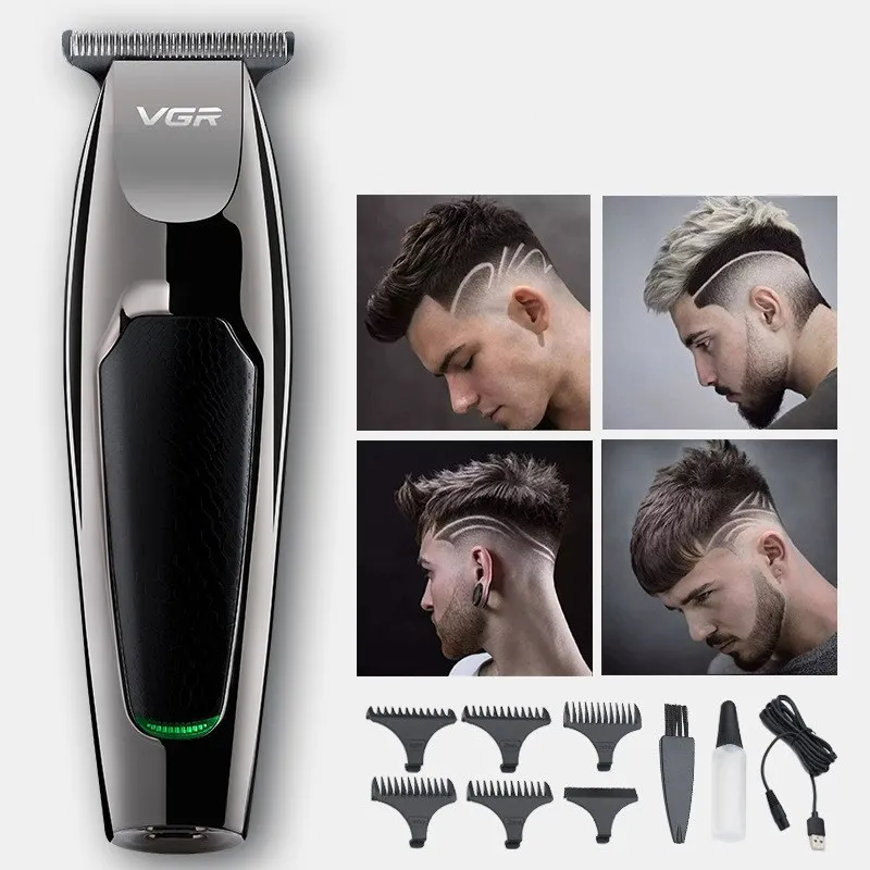 VGR-030 Professionele Waterdichte haar Trimmer Display Heren Haar Clipper Grooming Low Noise Clipper Titanium Ceramic Blade Adult Razor