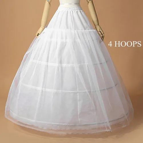 Jupon White 4 Hoops Petticoats For Wedding Dress Ball Gown Plus Size Bride Petticoat  4 Circles One Layer Tulle Underskirt From 12,14 €