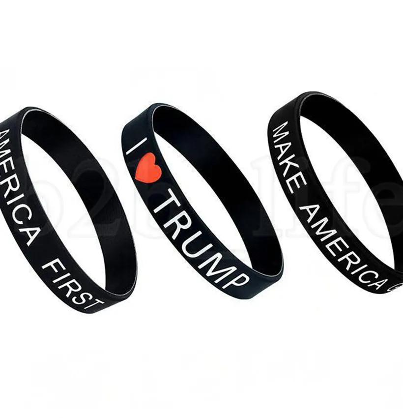 Trump armband Silikon Jag älskar Trump Amerika först gör Amerikanska igen Wristband Gummi Armband Mode Smycken Gift LJJK1766