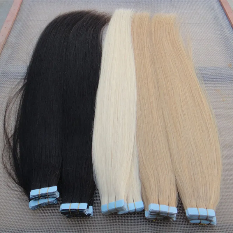 Hoogwaardige Tape in hair extensions huid inslag kleuren blond remy haar 20 stks/zakken Dubbele Kanten Lijm menselijk haar gratis verzending