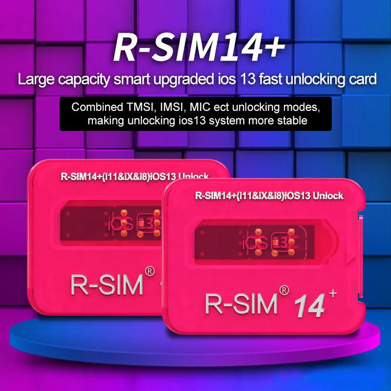 RSIM14+ RSIM 14 unlock card R-Sim 14+ large capacity smart upgraded IOS13 system quick unlocking card for iphone 11 Pro Max X XS 8 Plus 7 6