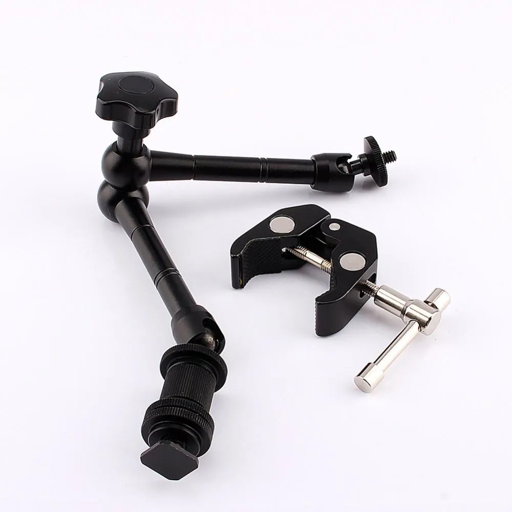 Freeshipping 11inch Adjustable Friction Articulating Magic Arm + Super Clamp For DSLR LCD Monitor LED Light Camera Accessories