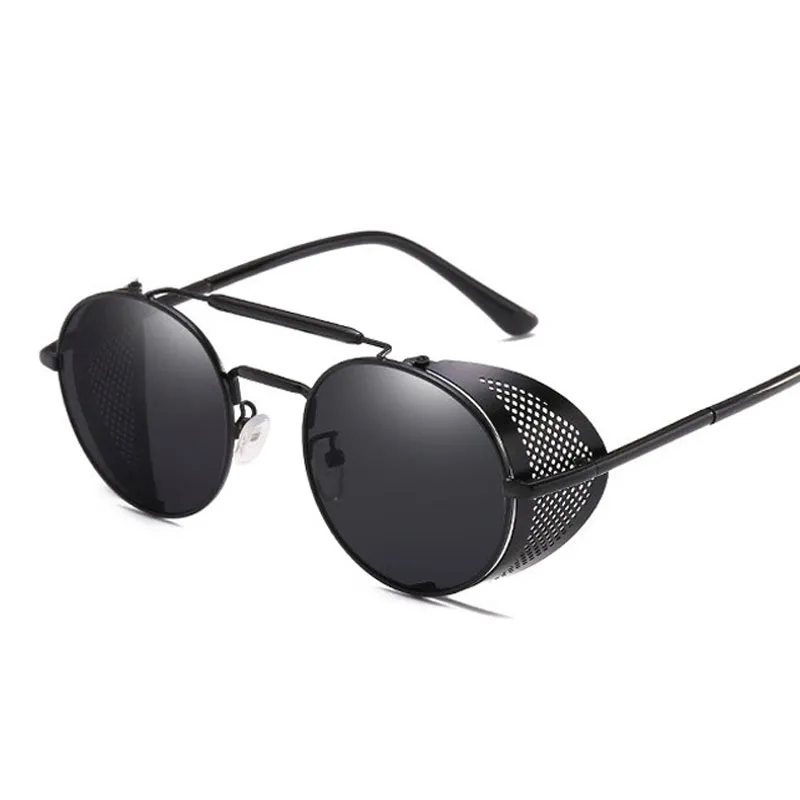 Óculos De Sol De Luxo-Retro Steampunk óculos de proteção Designer De Vapor Punk Metal Escudos Redondos Óculos De Sol Das Mulheres Dos Homens UV400 Gafas de Sol