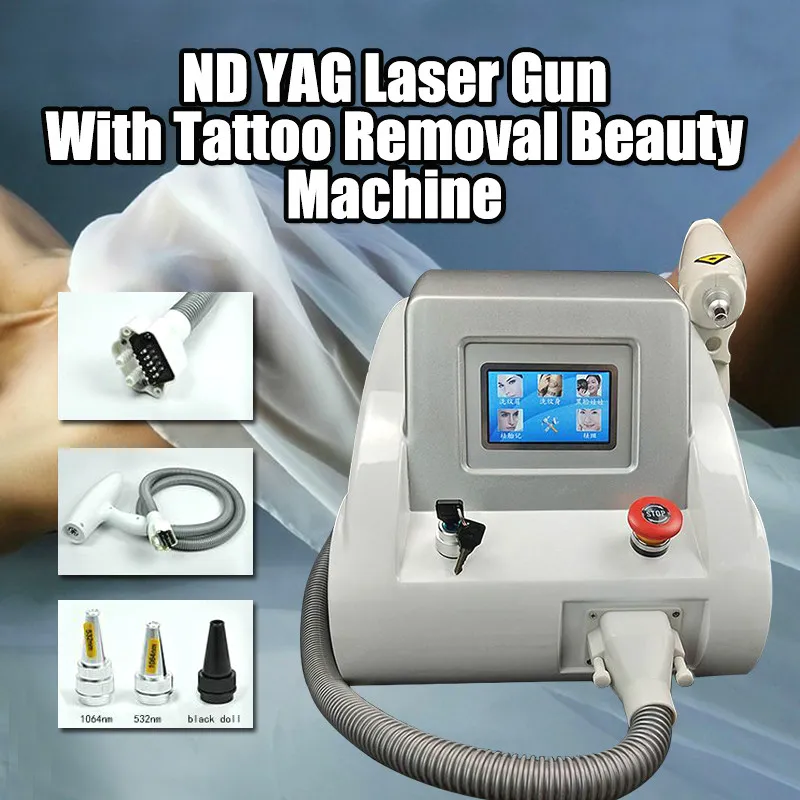 Nuovo modello Buoni effetti nd yag rimozione del tatuaggio laser Apparecchiatura di bellezza Trattamento bambola nera