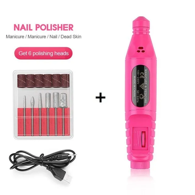 NAD003 2000RPM USB Nail Drill Machine Electric Manicure Pen Pedicure Nail File Tools 6 bits Nail Drill Machine