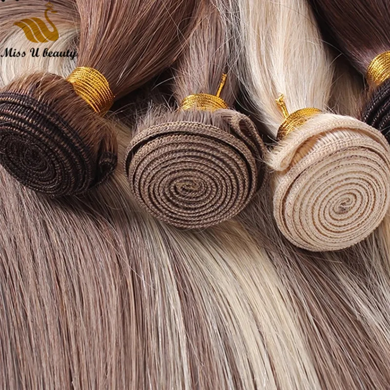 Blond Färg Virgin Remy Human Haft Weft Machine Made Grey Blue Pink Red Bright-Färgade Hairbundles Cuticle Aligned High Quality