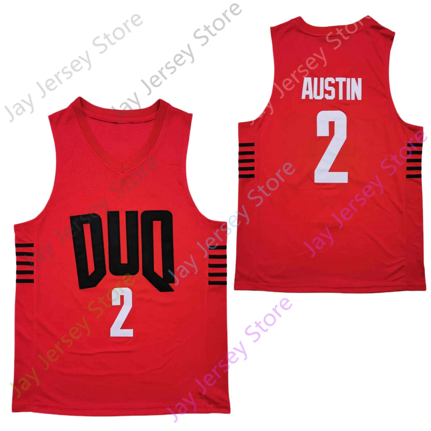 2022 New NCAA Duq Duquesne Jerseys 2 Maceo 오스틴 농구 유니폼 대학 붉은 크기 남성 청소년 성인 모두 스티치