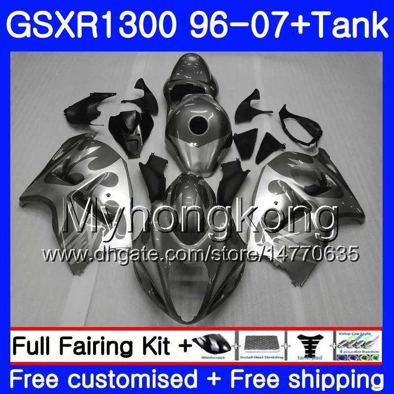 Fairing för Suzuki Hayabusa Grå Silver GSX-R1300 1996 1997 1998 2007 333HM.198 GSXR 1300 GSXR1300 96 97 98 99 00 01 02 03 04 05 06 07 Kit