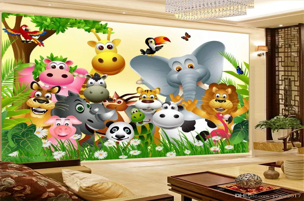 3D Wall Paper Home Decor Custom Beautiful Cartoon Animal 3d Animal Wallpaper Digital Print HD Wall paper