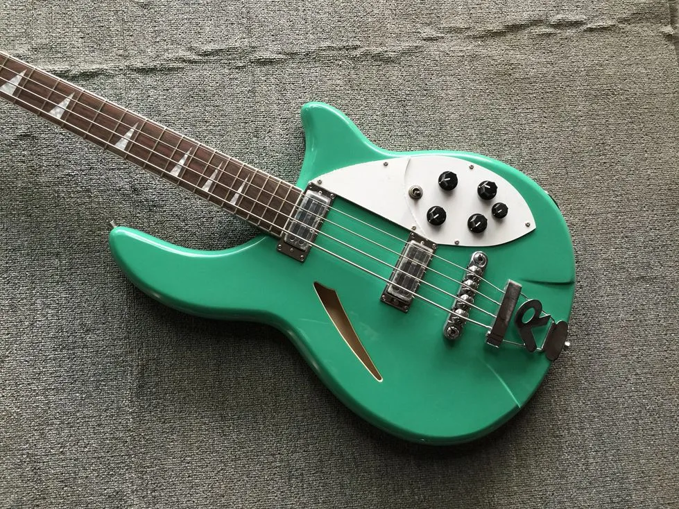 1966 RIC 4005 Mapleglo 1967 4 Saiten hellgrüner E-Bass Semi Hollow Body Vintage Yellow Signature Green Bass