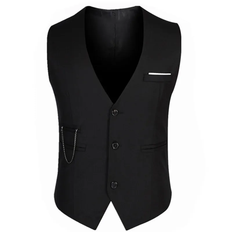 Formal Groom Wedding Suit Vests Male Coat Sleevels Slim Business Suit Waistcoat Solid color Vests Jacket Men fashion Tops