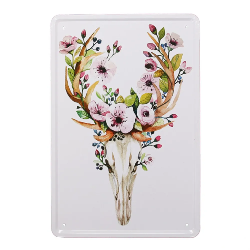 Nordic Style Deer Pattern Metal Painting for Wall Decor