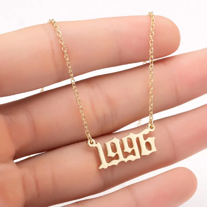 Gold Silver Number Years Pendant Necklace Custom Birth Year Necklaces for Women Birthday Gifts Special Date 1980 Chokers Jewelry