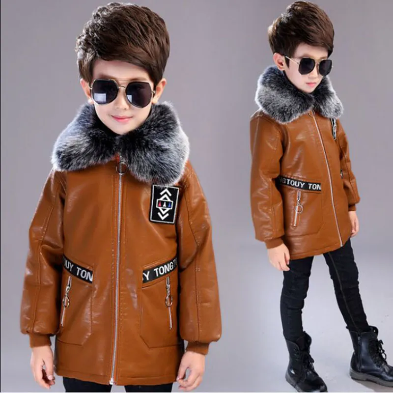 boys leather jacket with fur