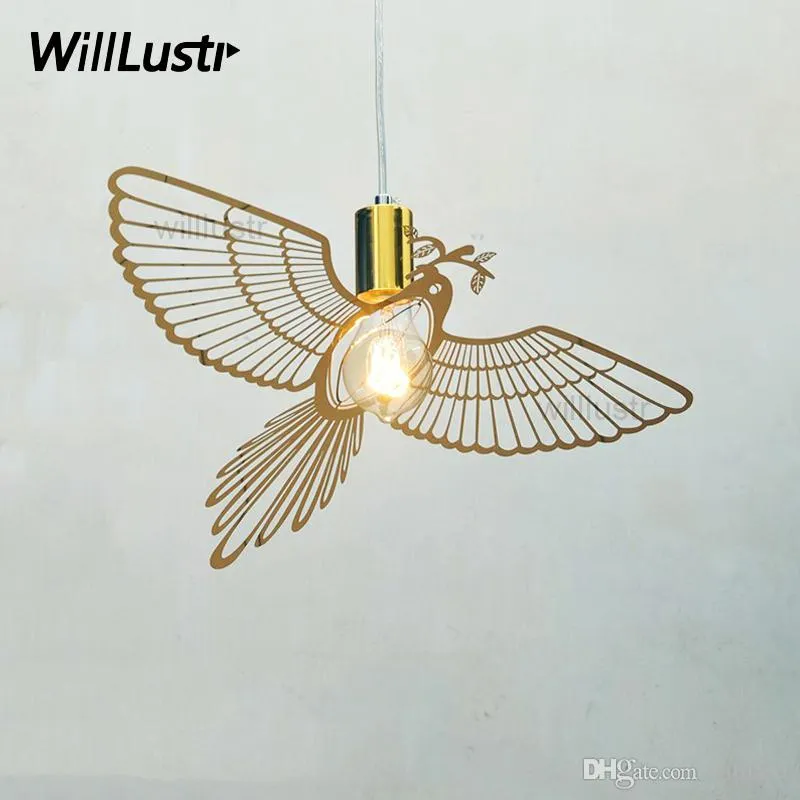 Nordic Design Bird Pendant Light Engraved Skulptur Flying Bird Bedroom Dinning Room Bar Restaurant Hotel Suspension Lampa