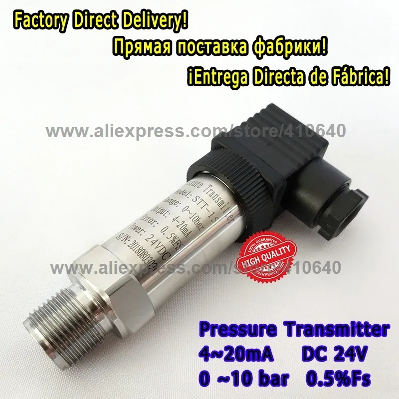 Transmetteur de pression industriel, plage 10 bars, sortie 4 à 20 mA, port M20x1,5, alimentation 24 V CC, autre gamme disponible pour produire