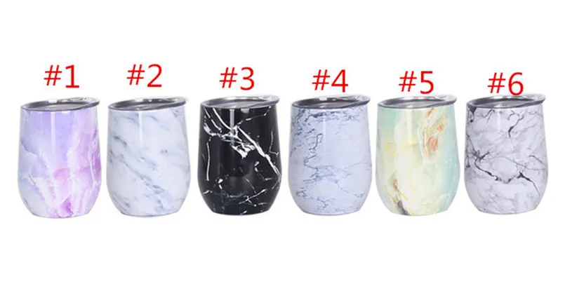 Marble wine glasses 12oz Wine Tumbler stainless steel tumble double wall Vacuum insulated tumblers With Lid Travel cup wine glass