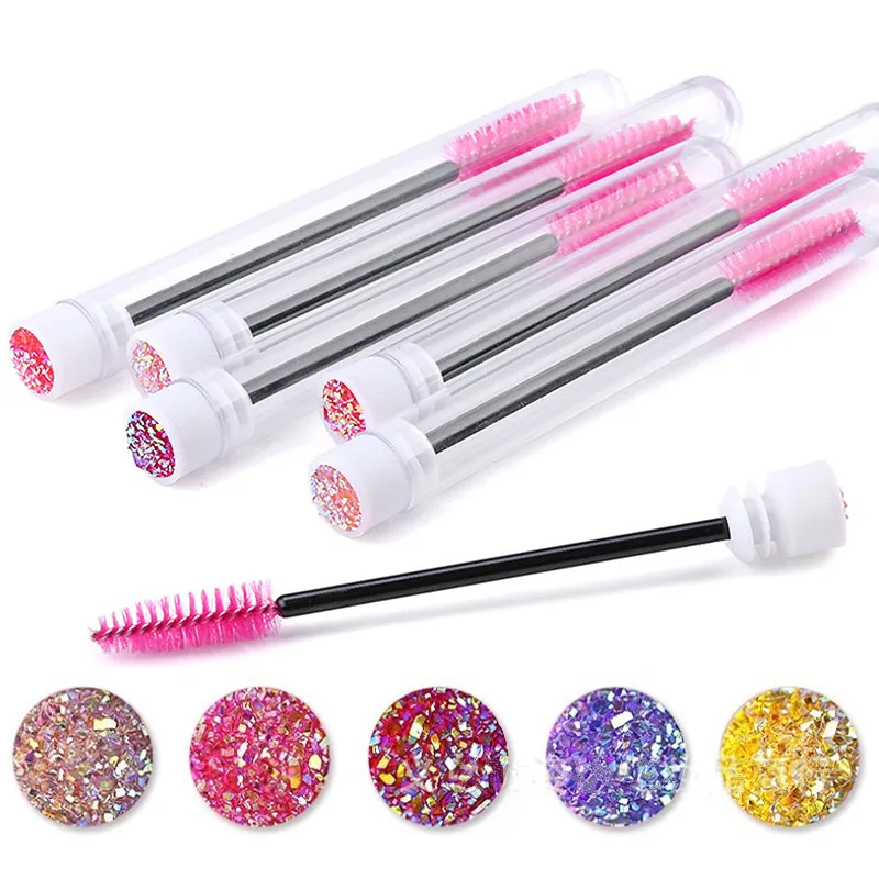 Wegwerp wimper borstel buis extender make-up wenkbrauwborstels apart ontwerp charmante diamant bodem mascara stick applicator