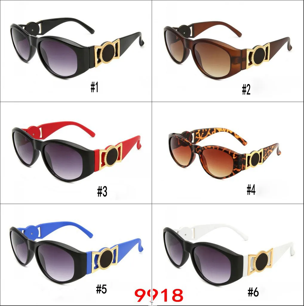 Óculos de sol marca popular para homens e mulheres rosto bonito Retro Sunglasses pernas Goggles 6Colors Proteção UV Óculos de sol