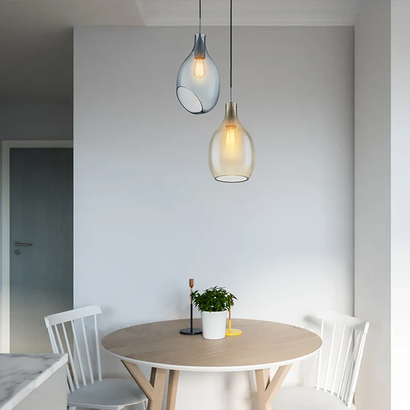 Glass Pendant Lights Modern Minimalist LED Bar Dining Room Lighting E27 AC110 220V Home Decoration