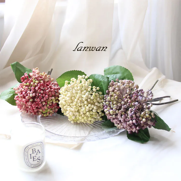 Simulación artificial bayas frutas flores boda decoración floral blanco 