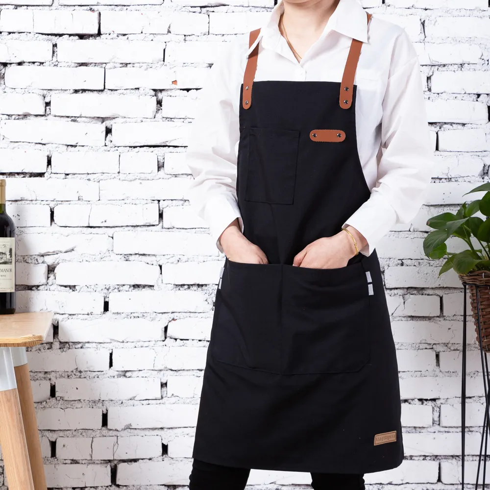 Aprons 2021 Fashion Adjustable Canvas Cotton High Grade Kitchen Apron For Woman Cooking Baking