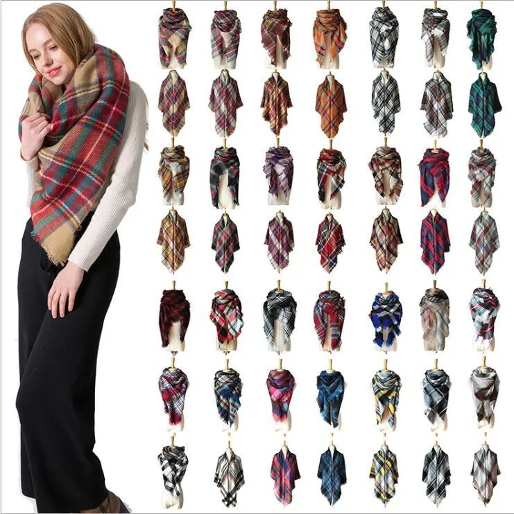Plaid Scarf Tartan Cashmere Scarves Girls Winter Triangle Blanket Scarf Designer Classic Acrylic Shawls Lattice Check Wraps 179 Color C6838