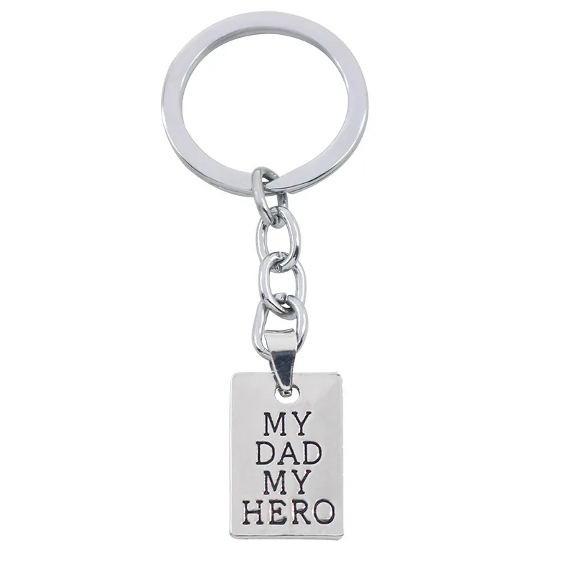 creative carved my dad my hero english letters pendant keychain dog tag pendant Key rings father car key accessories Dad Gift