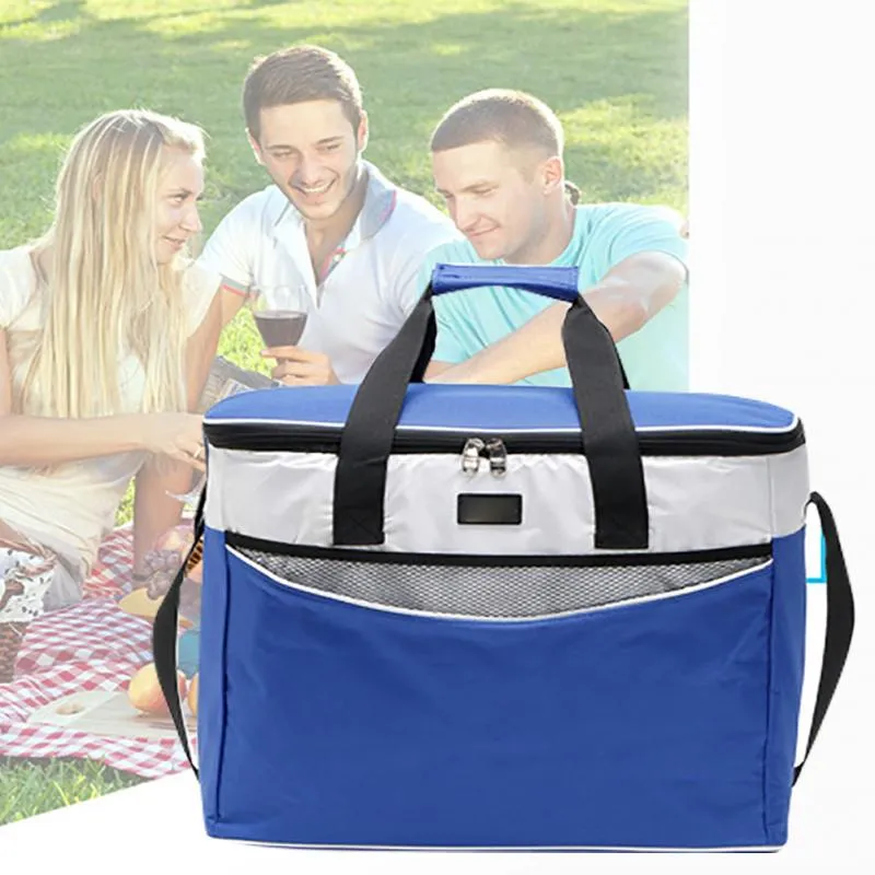 Adjustable Strap Thermal Insulated Drinks Oxford Cloth Cooler Lunch Bag Handle Storage Outdoor Picnic Zipper Portable