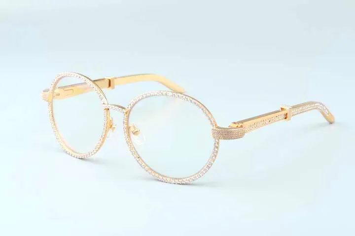 نظارات الماس الفاخرة إطار S19900692F نظارات الطيار إطار الذهب الفولاذ المقاوم للصدأ
