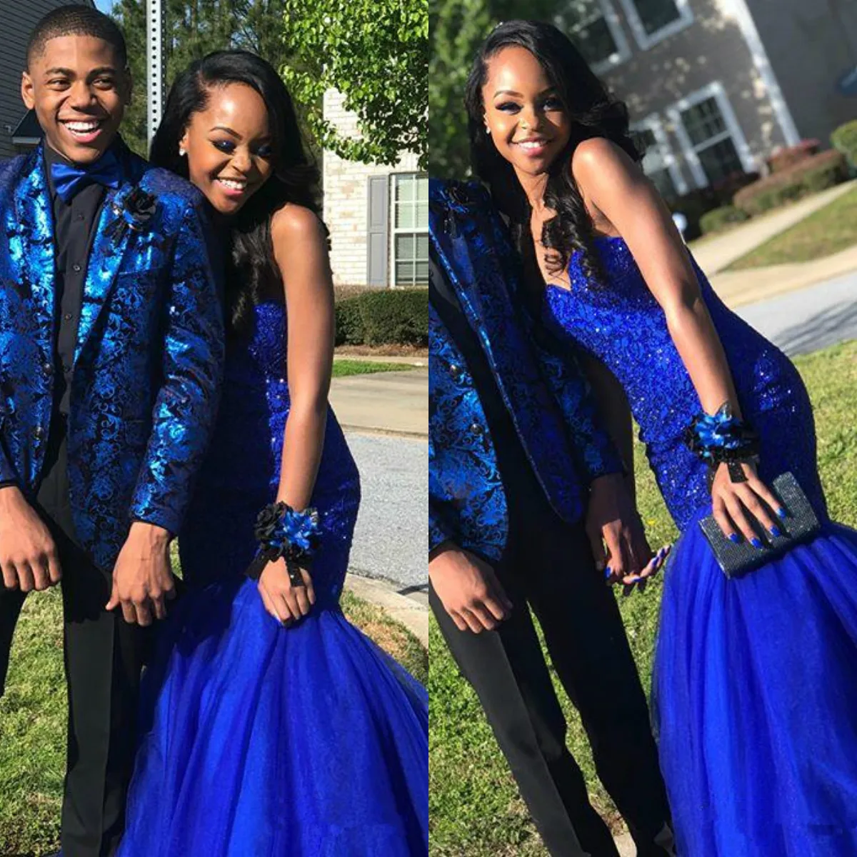 2019 Royal Blue Mermaid Prom Klänningar Sequined Sweetheart Shiny Evening Gowns Plus Storlek Robes de Soirée Sydafrikanska Abendkleider