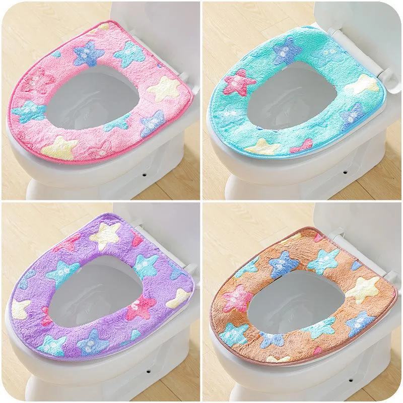 Pedestal Pan Flannel Cushion Pads Winter Warmer Soft Toilet Seat Cover Use In O-shaped Flush Comfortable Toilet Bathroom Products DH0460