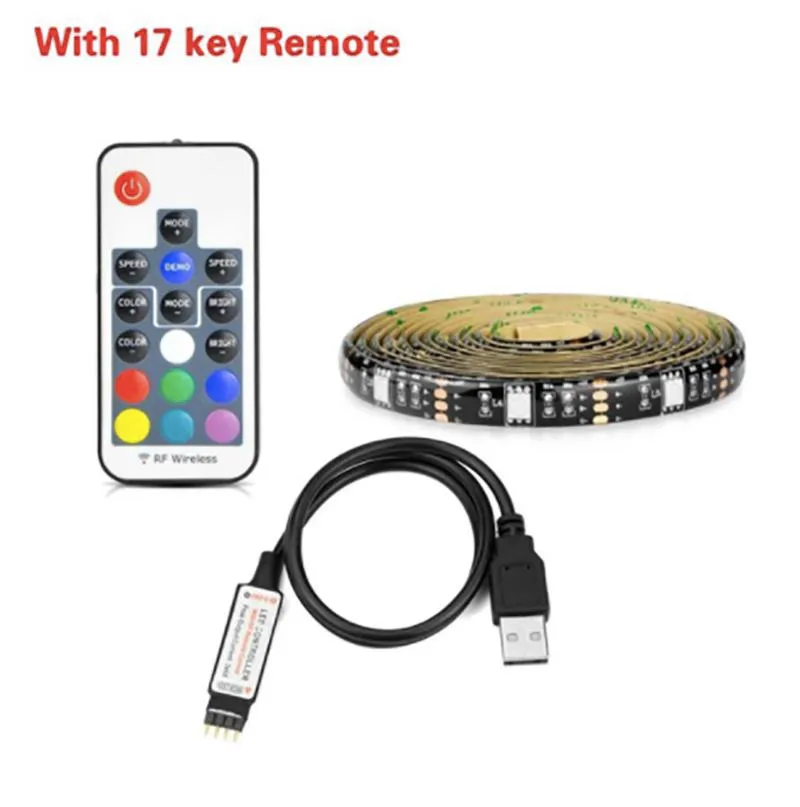 DHL 5050 RGB LED Strip Waterproof 30LED/M USB LED Light Strips Flexible Neon Tape 4M 5M add Remote For TV Background