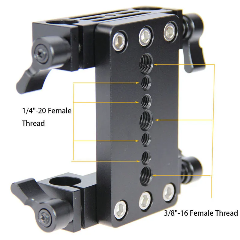 Tripod Mount Base Plate 15mm Clamp Rods Railblocks Block Adapter Fr 15mm Rod Support For DSLR Shoulder Rig Camera 4 Holes C1134 (3)