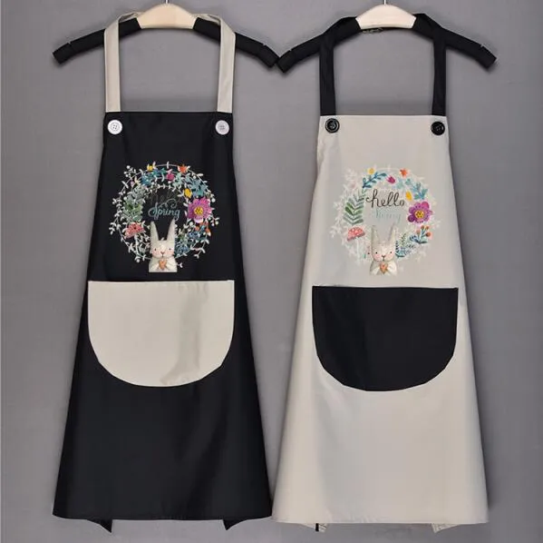 Apron kitchen waterproof oil-proof for women men sleeveless lovely cartoon cooking aprons with pocket home unisex