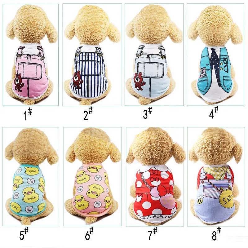 Cute Dog Apparel Pet Dogs Cat Supplies T-shirt Vest Clothes Small Cotton Puppy Soft Coat Jacket Summer Cartoon Costume Print Clothing Outfit Pet Suppy