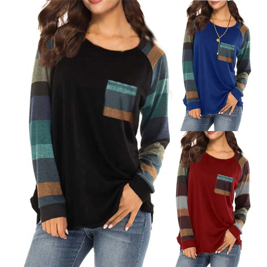 Fashion Woman s 2020 Female Clothing Elegant Stripe Casual Top T Shirt Ladies Loose Women Tops Long Sleeve Top