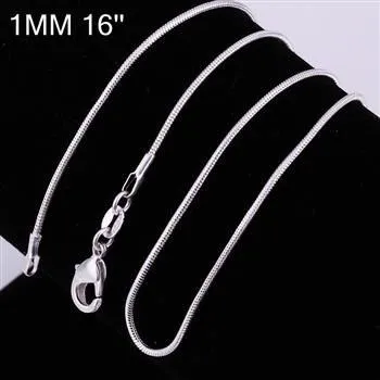 Big Promotions 100 PCs 925 prata esterlina Smoke Snake Chain Colllace Lobster Cabine Jóias Tamanho de Chain Tamanho 1mm 16 polegadas --- 24inch2640