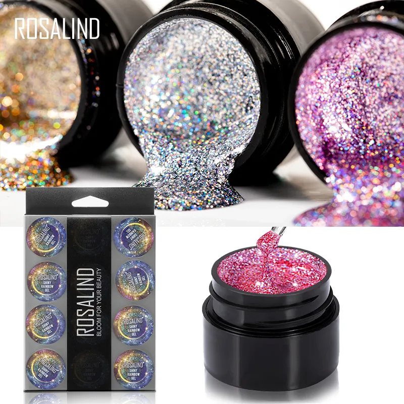 Zestawy do paznokci Zestaw Polski na 12pc/zestaw Rainbow Błyszcząca manicure Glitter Zestaw akrylowy