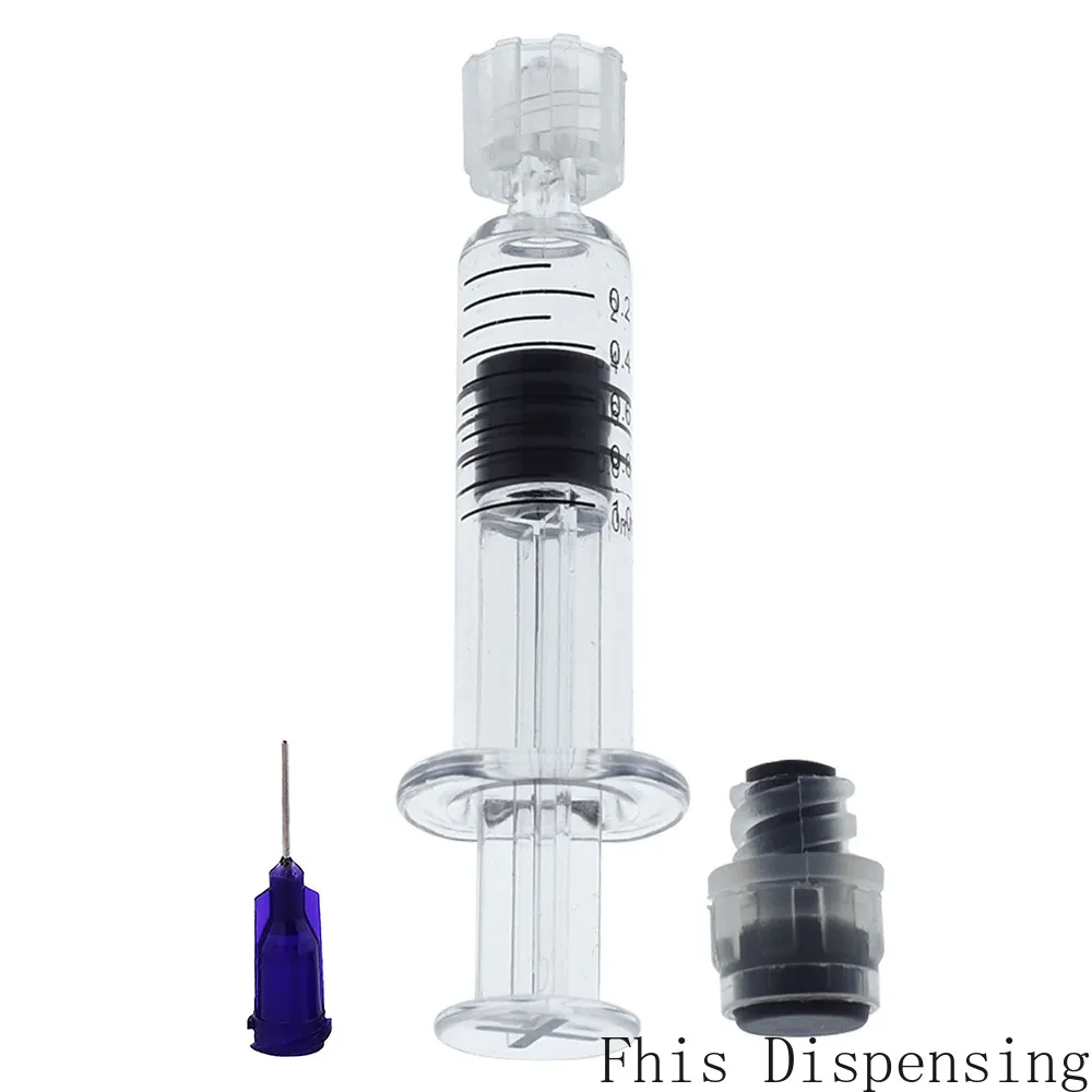 New Luer Lock Syringe with 21G Tip Head 1ml (Gray Piston) Injector for Thick Co2 Oil Cartridges Tank Clear Color Cigarettes Atomizers