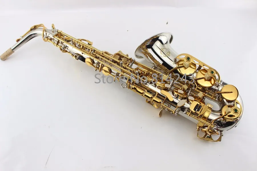 Alta qualità Suzuki ottone nichelato corpo oro lacuqer chiave sassofono contralto Eb Tune strumenti musicali sax con custodia per bocchino