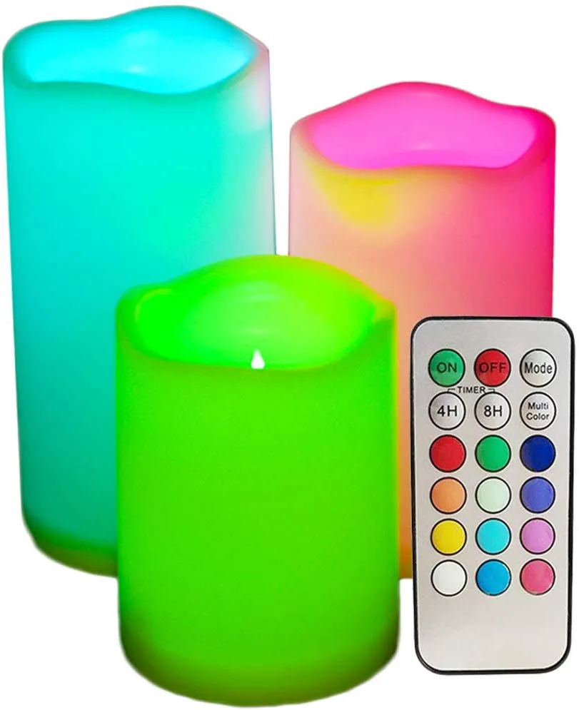 Velas sem chama coloridas com temporizador e controle remoto - cores mudando velas de luzes de chá, para decoração de aniversário de casamento