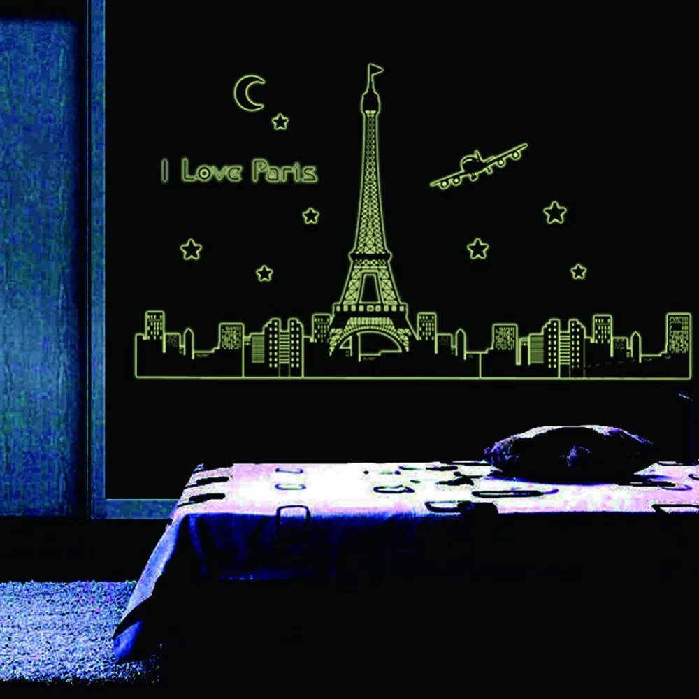 Paris Night Eiffel Tower Decoration Luminous Eiffel Tower Wall Stickers