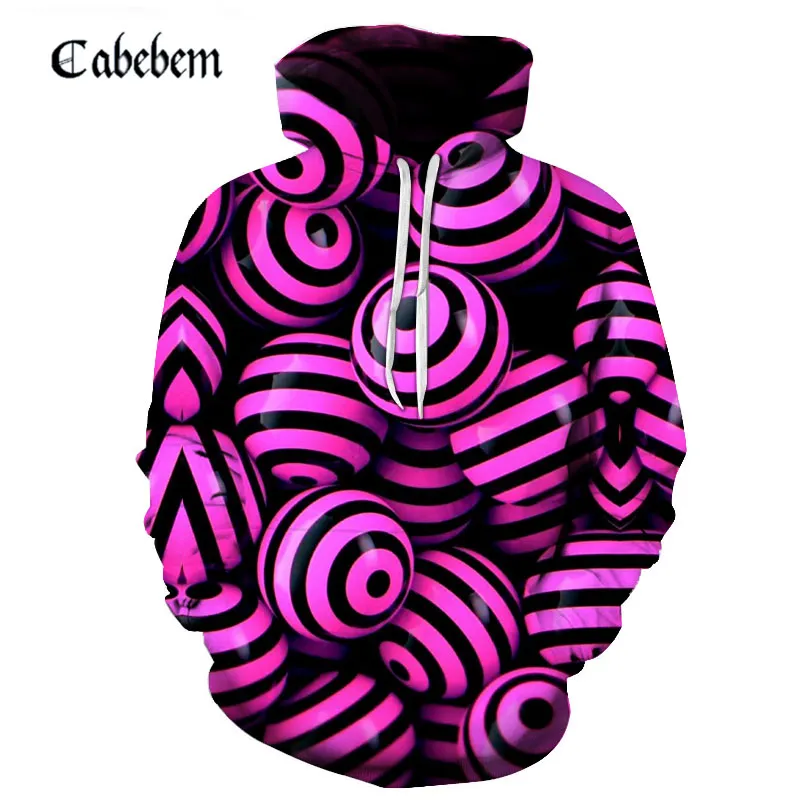 2019 hot explosion models latest 3D hoodie geometry print sweatshirt pink ball print hoodie men women tide sportswear