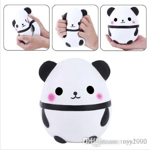 Kawaii-Panda-Ei-Squishy, superweich, langsam aufsteigend, Jumbo-Squeeze-Handyanhänger, cremefarbener Duft, Stressabbaumittel 333