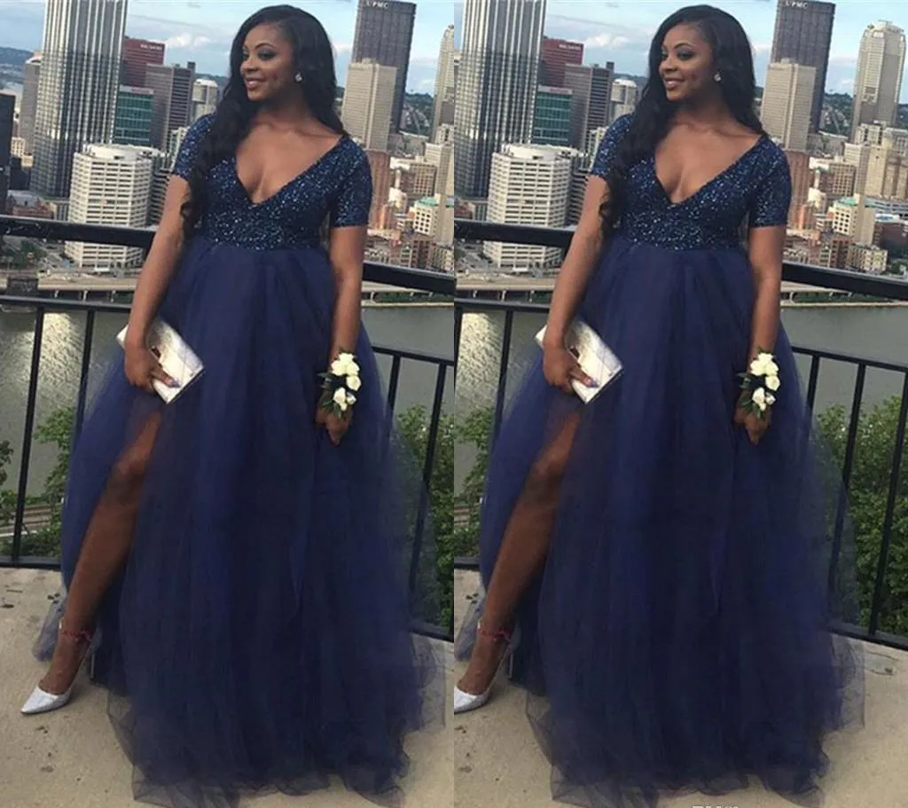 Exquisite African Navy Blue Split Long Prom Dress For Girls Perfect For Formal Events And Parties Custom Made In Plus Size From Linda wedding 155.34 DHgate.Com