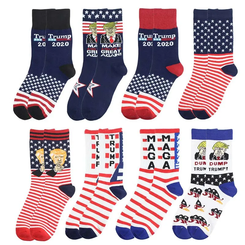 Trump Meias Presidente Maga Trump Carta Meias Listrado Estrelas Us Flag Sports Meias Maga Sock Favor Favor Zza2405