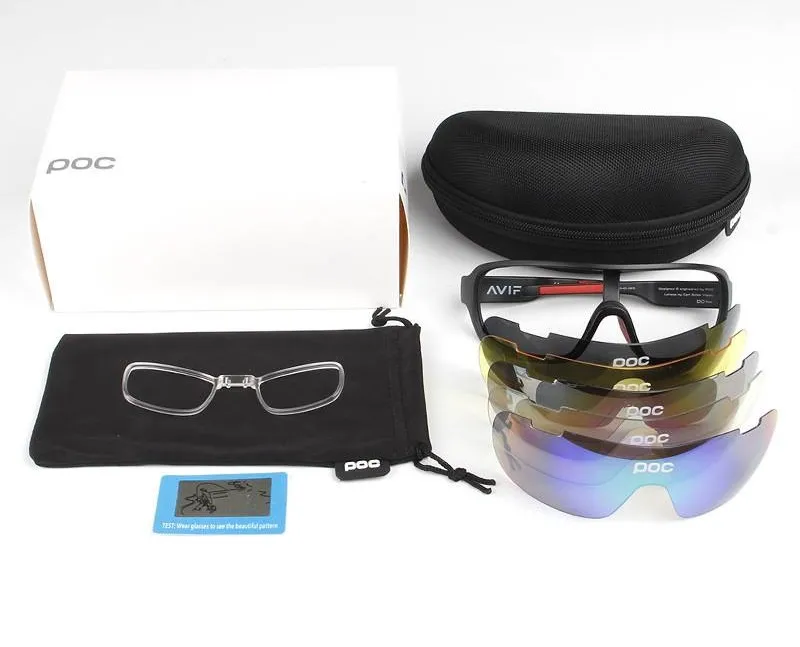 Top Quality POC 5 Lens Cycling Glasses Bike Sport Sunglasses Men
