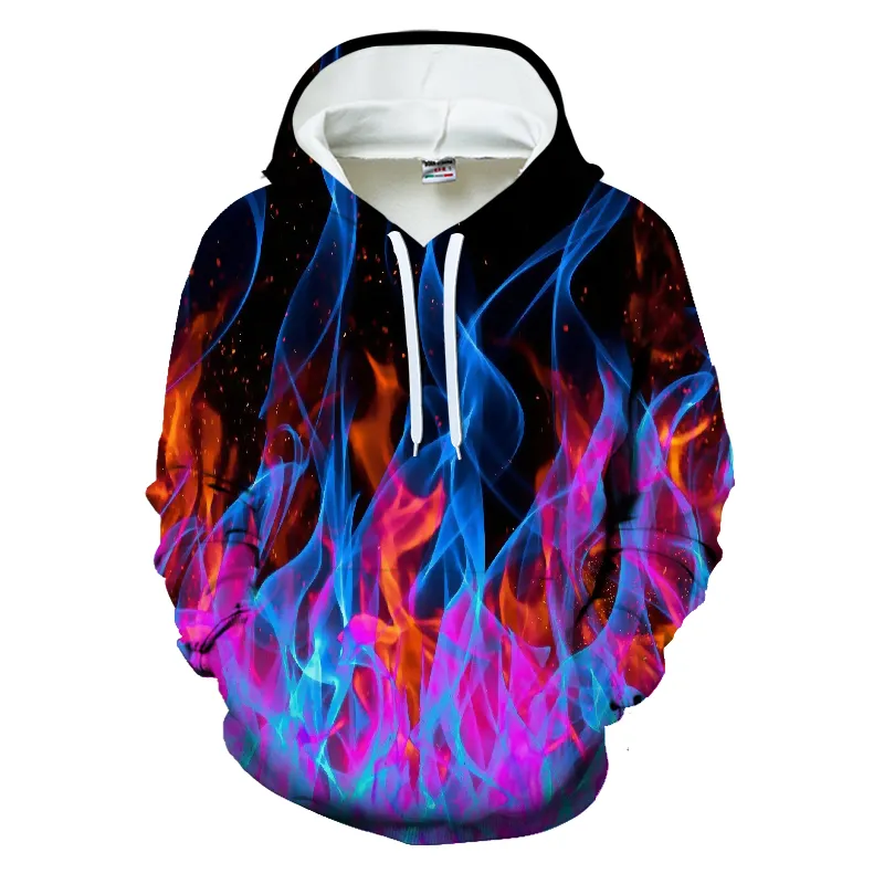 Cool hommes 3D flamme conception sweat Homme à manches longues survêtement flamme imprimé 3D pull mâle Streetwear hommes sweats à capuche