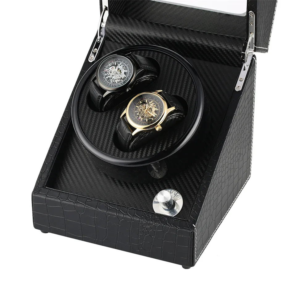 Black Automatic Watch Winder USUKAUEU Adaptateur de prise mécanique Boîte auto-enroulée Double Motor Shaker Holders Nouveau arrivée 20191804253